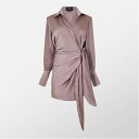 エーエックスパリス Ax Paris 【 Paris Tie Wrap Satin Mocha Mini Dress Men Mocha 】 ネクタイ wrap...