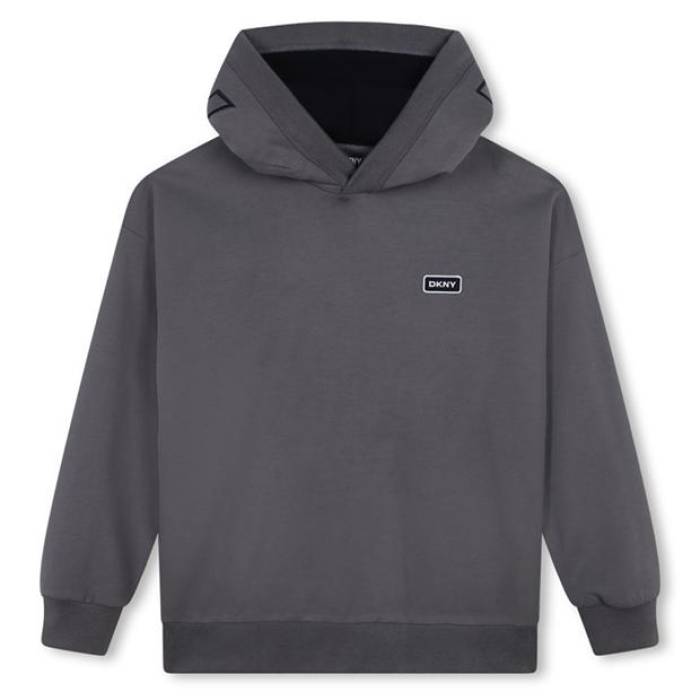 ダナキャランニューヨーク Dkny 【 Logo Applique Hoodie Juniors Kids Charcoal 094 】 ロゴ フーディー パーカー ジュニア キッズ チャコール