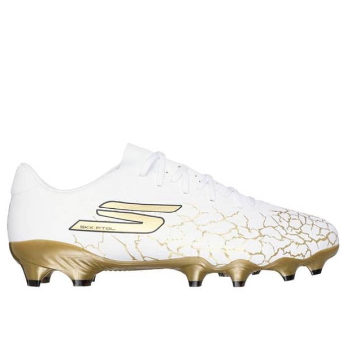å㡼 Skechers  Skx 1 Firm Ground Football Boots Men White/Gold  ...