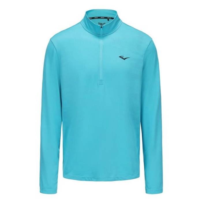 Everlast 【 Flex Quarter Zp Mens Men Cyan Blue 】 メンズ スポーツ アウトドア フィットネス トレーニング ウェア メンズウェア トップス メンズ シアン 青色 ブルー
