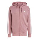 アディダス Adidas 【 Essentials French Terry 3-Stripes Zip Hoodie Mens Men Preloved Cr...