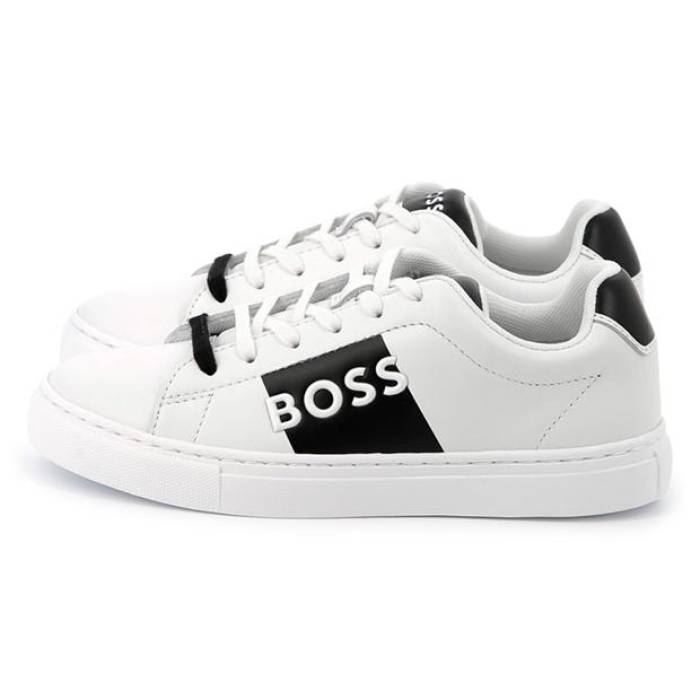 楽天スニケスボス Boss 【 Side Logo Trainers Juniors Kids White 10P 】 ロゴ シューズ スニーカー キッズ ベビー マタニティ キッズファッション 靴 スニーカー ジュニア キッズ 白色 ホワイト