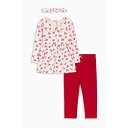 Hello World 【 Girl Floral Peplum Top, Legging And Headband Set Kids Pink/Red 】 ヘ...