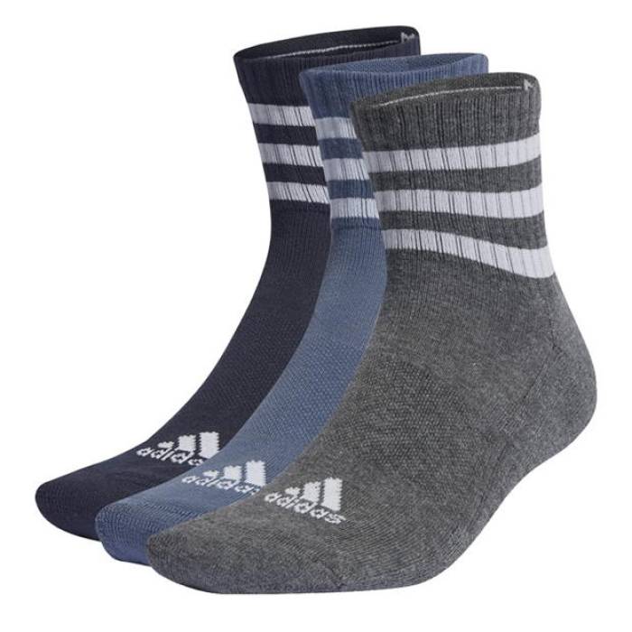 ǥ Adidas  3-Stripes Cushioned Sportswear Mid-Cut Socks 3 Pairs Ki...