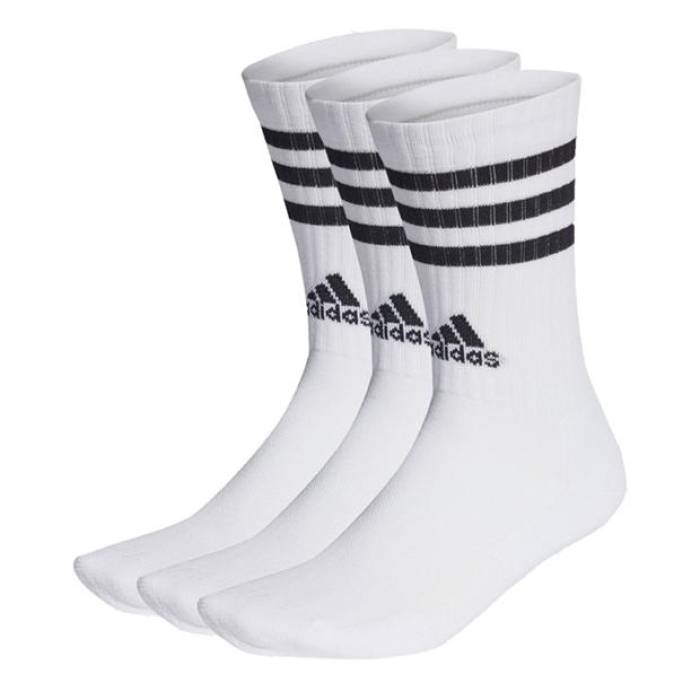 ǥ Adidas  3-Stripes Cushioned Crew Socks 3 Pairs Kids White/Black...