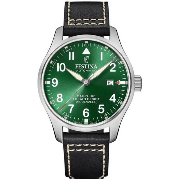 Festina 【 Pilot Swiss Made Auto Watch Unisex Silver, Green And Black 】 Watch ウォッチ・時計 腕時計 男女兼用腕時計 ユニセックス green 緑・グリーン 黒色 ブラック