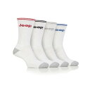 Jeep 【 4 Pack Crew Sport Socks Mens Men White 】 クルー ソックス・靴下 メンズ インナー 下着 ナイトウェア メンズ 靴下 レッグウェア 靴下 メンズ 白色 ホワイト