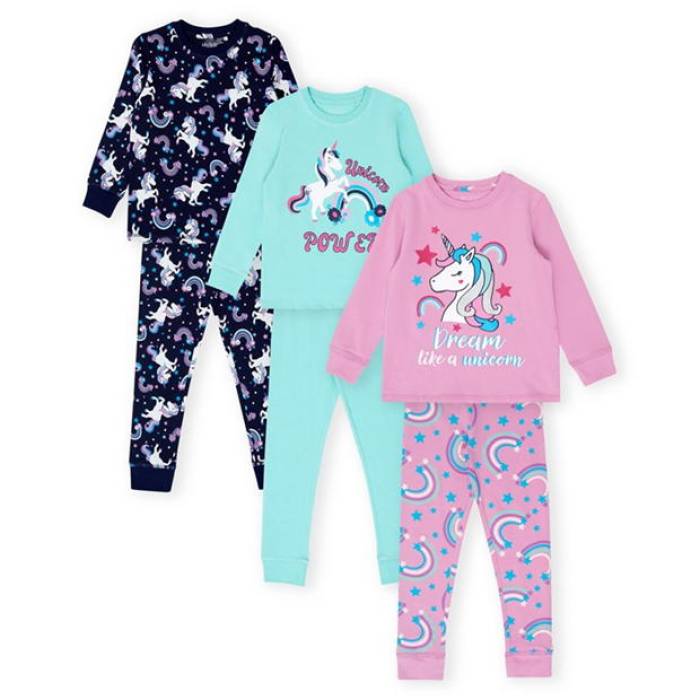 Miso  Girls 3 Pack Unicorn Pyjama Set Kids Blue/Purple  ѥ å ٥ӡ...