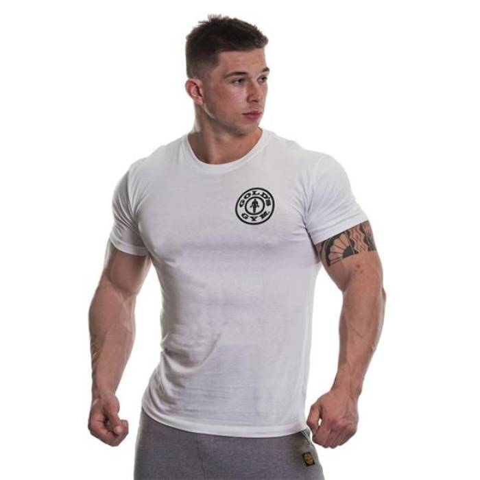 Golds Gym  Basic Left Chest T-Shirt Mens Men White  T  󥺥եå...