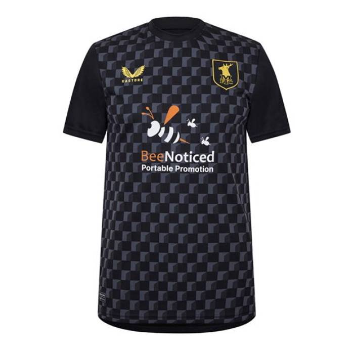 Castore 【 Mansfield Town Third Shirt 2024 2025 Adults Men Black 】 スポーツ アウトドア サッカ...