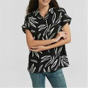Be You 【 Leaf Print Shirt Women Black Leaf 】 レディースファッション トップス その他 レディース 黒色 ブラック