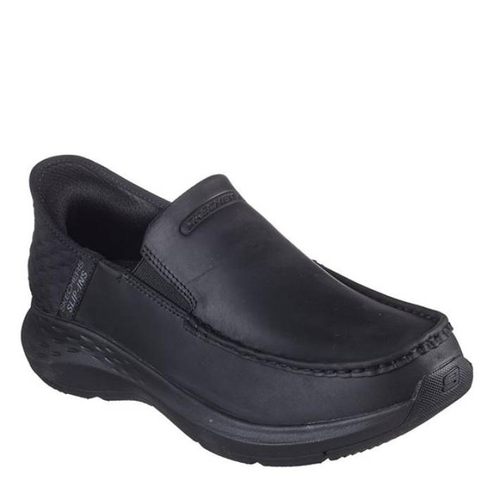 スケッチャーズ Skechers 【 Parson Moc Toe Slip Ins Mens Men Blk Lth 】 メンズ 靴 メンズ靴 スニーカー メンズ