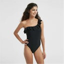 Be You 【 One Shoulder Frill Swimsuit Women Black 】 水着 レディースファッション 水着 レディース 黒色 ブラ...