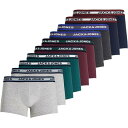 Jack And Jones 【 Solid Mens 10-Pack Boxer Trunks Men 】 ソリッド メンズ インナー 下着 ナイトウェア メ...