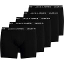 Jack And Jones 【 5-Pack Trunk Mens Plus Size Men Black 】 5個入 メンズ インナー 下着 ナイトウェア メンズ インナー 下着 ボクサーパンツ メンズ 黒色 ブラック