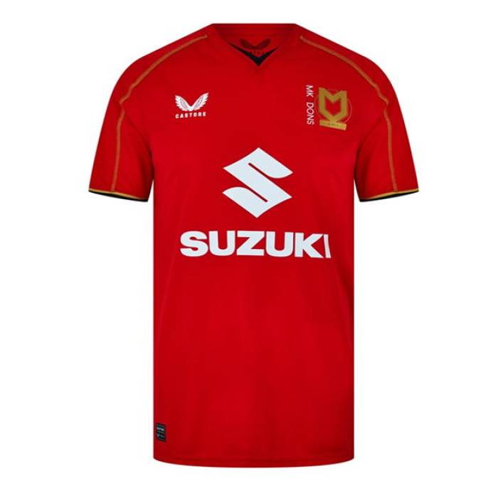 Castore 【 Mk Dons Away Shirt 2024 2025 Adults Men Red 】 スポーツ アウトドア サッカー フットサル メン...