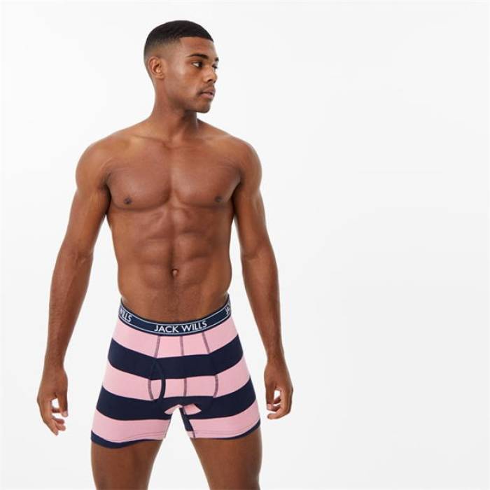 ジャック ウィルス Jack Wills 【 Multipack Boxers 3 Pack Men Pinknavy Stripe 】 インナー 下着 ナ..