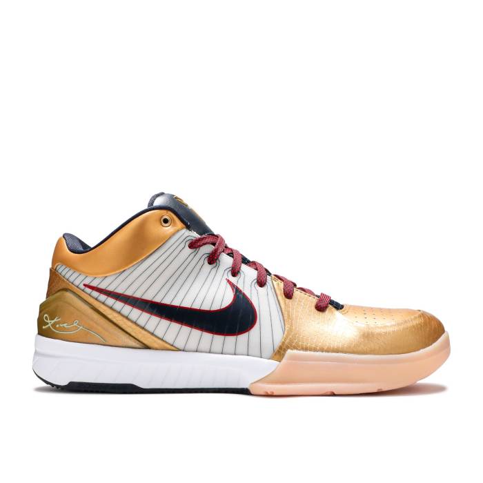 ʥ Nike  Zoom Kobe 4 'Gold Medal' Men Wht/Drk Obsdn-Vrsty Rd-Mtllc G   Kob...