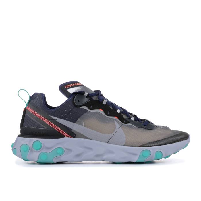 ナイキ Nike 【 React Element 87 'Neptune Green' Men Black/Neptune Green-Bright Mango-Midnight Navy 】 リアクト エレメント 靴 メンズ靴 スニーカー メンズ 黒色 ブラック 紺色 ネイビー
