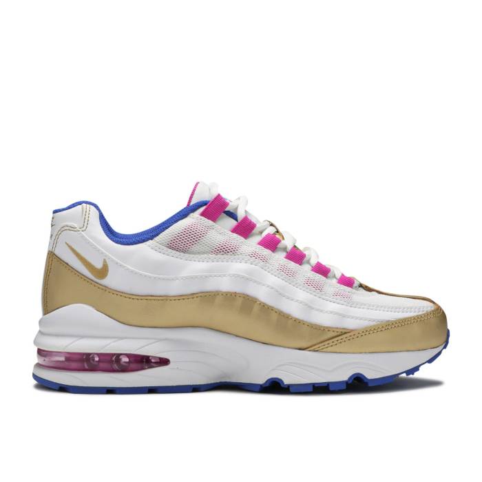 ナイキ Nike 【 Air Max 95 Le Gs 'Peanut Butter & Jelly' Youth White/Matellic Gold-Racer Blue 】 ..