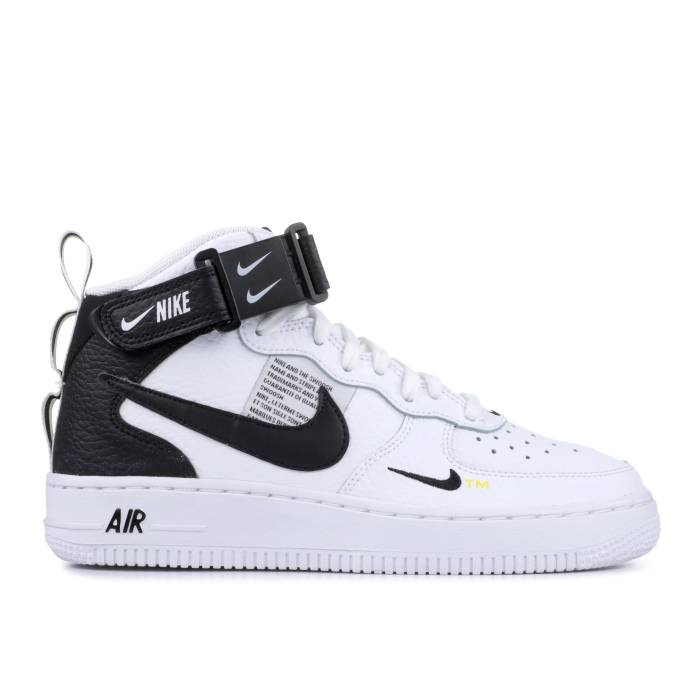 楽天スニケスナイキ Nike 【 Air Force 1 Mid Lv8 Gs 'White Black' Youth White/Tour Yellow-Black 】 ミッド キッズ ベビー マタニティ キッズファッション 靴 スニーカー ジュニア キッズ 白色 ホワイト