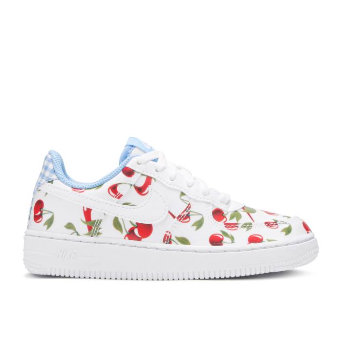 楽天スニケスナイキ Nike 【 Air Force 1 Low Gs 'Cherry' Youth White/White/University Blue/Track Red 】 キッズ ベビー マタニティ キッズファッション 靴 スニーカー ジュニア キッズ 白色 ホワイト 青色 ブルー トラック Red