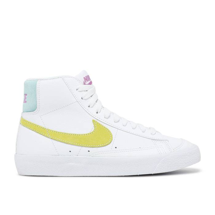 楽天スニケスナイキ Nike 【 Blazer Mid '77 Gs 'White Light Zitron' Youth White/Glacier Blue/Violet Shock/Light Zitron 】 ブレイザー ミッド キッズ ベビー マタニティ キッズファッション 靴 スニーカー ジュニア キッズ 白色