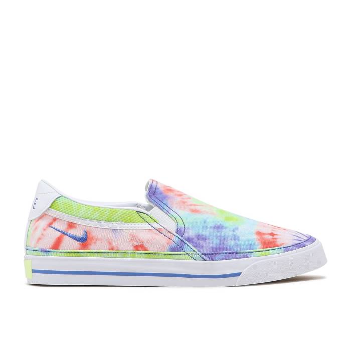 ナイキ Nike 【 Wmns Court Legacy Print Slip-On 'Tie-Dye' Women Multi-Color/White/Light Liquid Lime/Sapphire 】 コート legacy レガシー slip-on スリッポン レディース 白色 ホワイト ライム