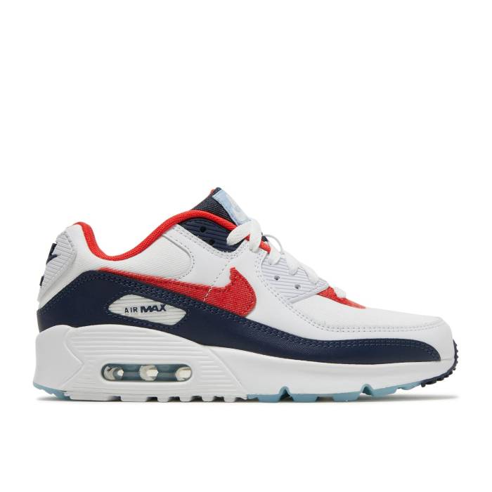 ナイキ Nike 【 Air Max 90 Gs 'Usa Denim' Youth White/Midnight Navy/Psychic Blue/Chile Red 】 マックス キッズ ベビー マタニティ キッズファッション 靴 スニーカー ジュニア キッズ 白色 ホワイト 紺色 ネイビ