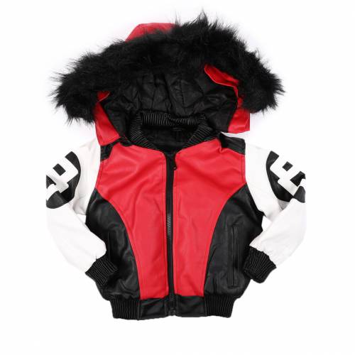 ジャケット 赤 レッド ジュニア キッズ 【 RED ARCADE STYLES 8 BALL JACKET W FAUX FUR TRIM HOOD 2T4T 】