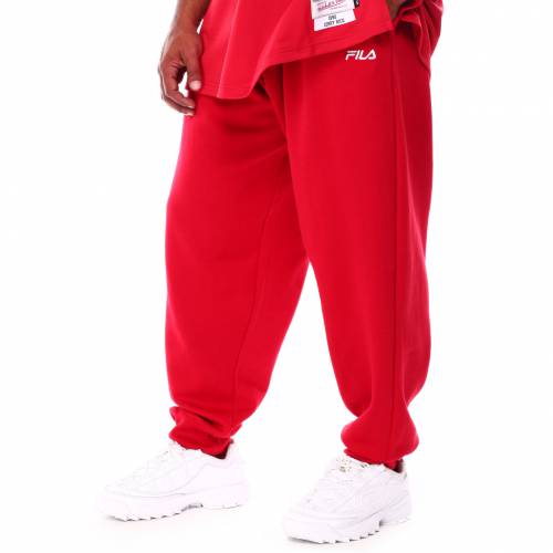 フィラ クラシック ジョガーパンツ 赤 レッド 白色 ホワイト B&T メンズ 【 RED FILA CLASSIC JOGGER PANTS WHITE 】