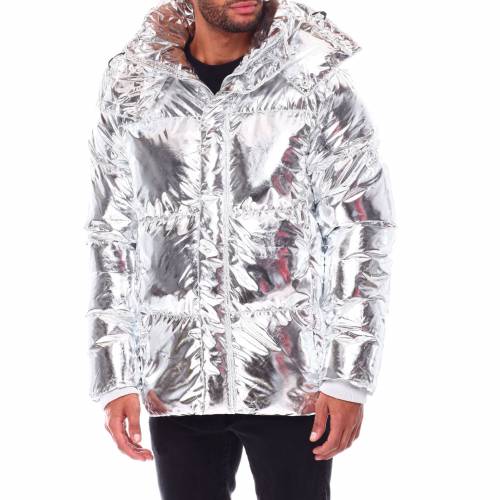 銀色 シルバー ナイロン メンズ 【 SILVER JORDAN CRAIG NYLON PUFFER COAT 】