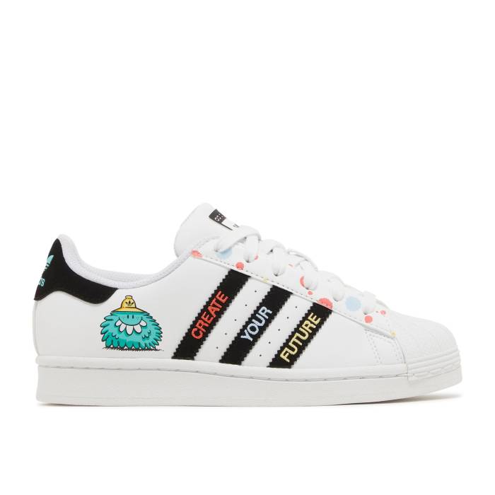 アディダス Adidas 【 Kevin Lyons X Superstar Big Kids 'Create Your Future' Youth Cloud White/Core Black/Radiant Aqua 】 ケビン Superstar スーパースター キッズ ベビー マタニティ キッズファッション 靴 スニーカー(4)