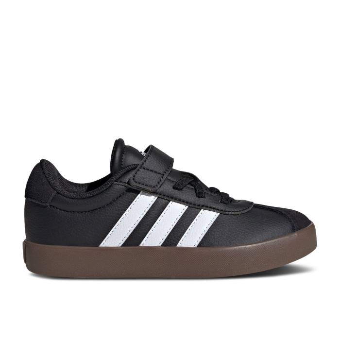 ǥ Adidas  Vl Court 3.0 El J 'Black White Gum' Youth Core Black/Cloud White/...