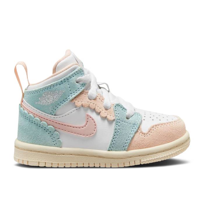ナイキ　エアジョーダン Air Jordan 【 Jordan 1 Mid Se Td 'Scalloped Edge' Infant White/Pink Oxfor..