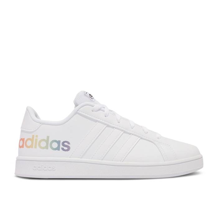 アディダス Adidas 【 Grand Court J 'Pride' Youth Footwear White/Footwear White 】 グランド ...