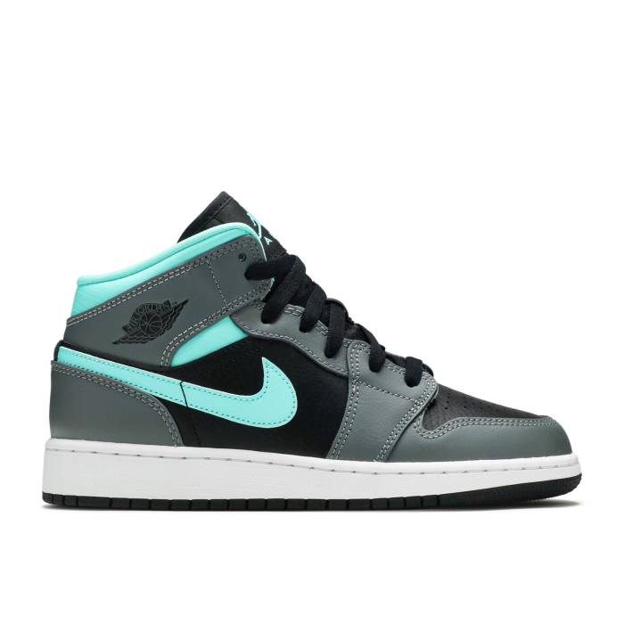 ʥ硼 Air Jordan  Jordan 1 Mid Gs 'Grey Aqua' Youth Black/Light...