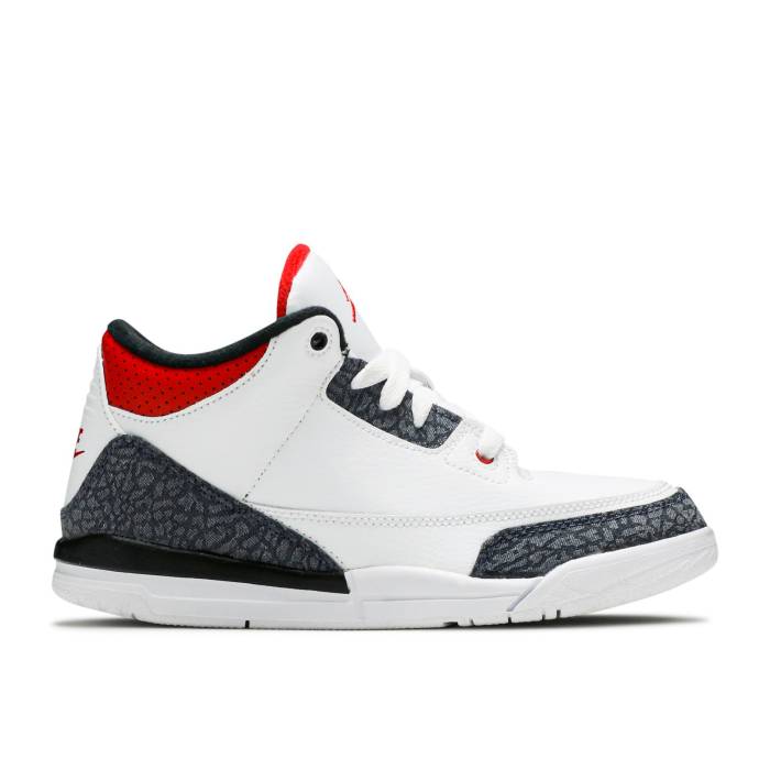 楽天スニケスナイキ　エアジョーダン Air Jordan 【 Jordan 3 Retro Denim Se Ps 'Fire Red' Youth White/Fire Red/Black 】 レトロ デニム キッズ ベビー マタニティ キッズファッション 靴 スニーカー ジュニア キッズ 白色 ホ