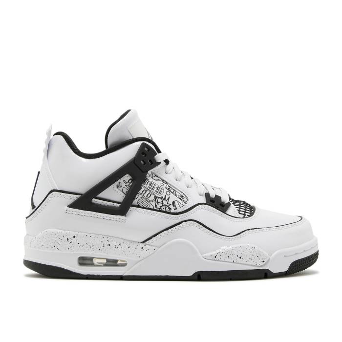 楽天スニケスナイキ　エアジョーダン Air Jordan 【 Jordan 4 Retro Gs 'Diy' Youth White/Black/Volt 】 レトロ キッズ ベビー マタニティ キッズファッション 靴 スニーカー ジュニア キッズ 白色 ホワイト 黒色 ブラッ
