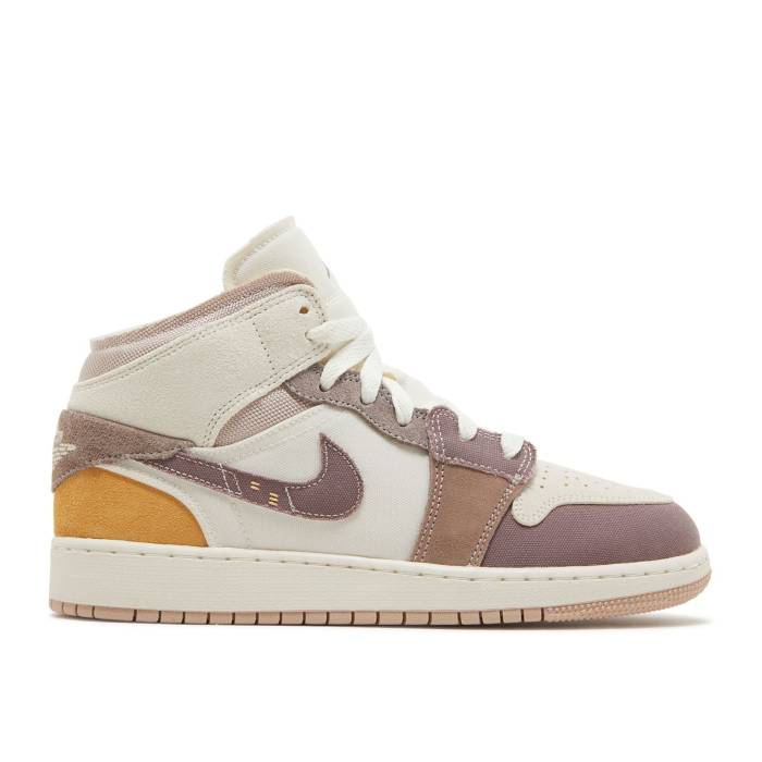 ナイキ エアジョーダン Air Jordan 【 Jordan 1 Mid Se Craft Gs 'Inside Out - Taupe Haze' Youth Sail/Taupe Haze/Fossil Stone/Celestial Gold/Muslin 】 ミッド キッズ ベビー マタニティ キッズファッション 靴 スニーカー