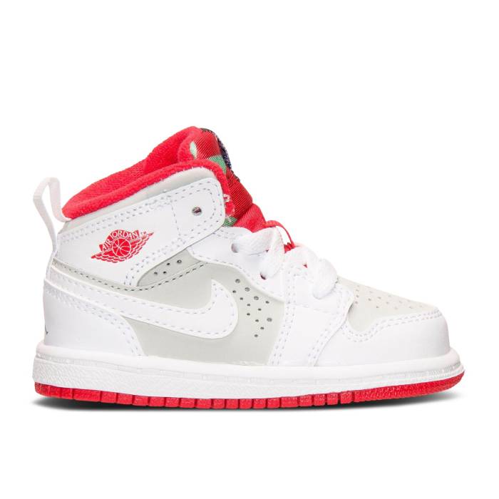 楽天スニケスナイキ　エアジョーダン Air Jordan 【 Jordan 1 Mid Bt 'Hare' Infant White/True Red/Light Silver/Black 】 ミッド キッズ ベビー マタニティ ベビーファッション 靴 スニーカー ベビー 白色 ホワイト Red 赤・レ