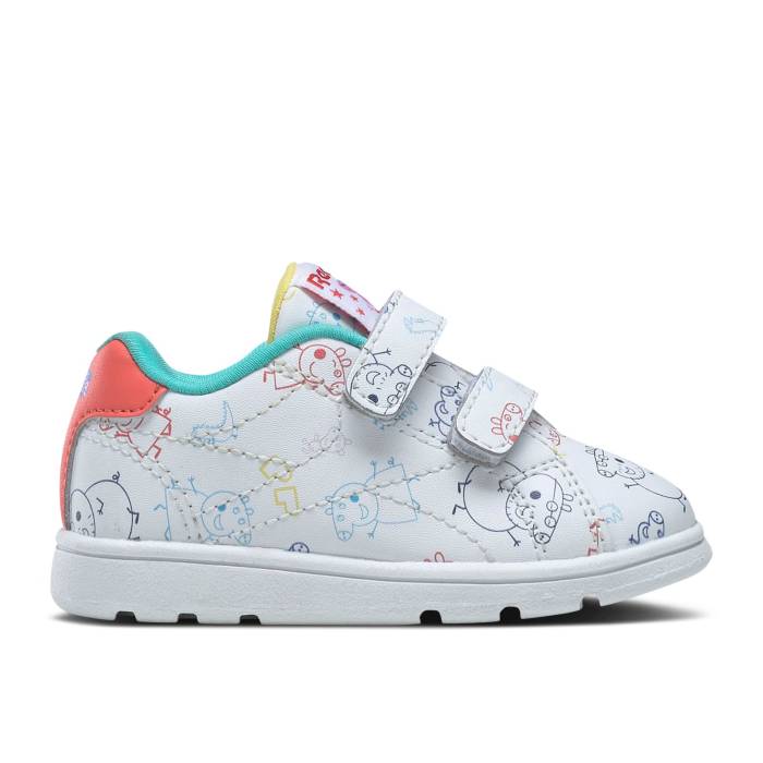 楽天スニケスリーボック Reebok 【 Peppa Pig X Royal Complete Toddler 'Family Pigs' Infant Footwear White/Essential Blue/Electric Crimson 】 ベビー 赤ちゃん用 キッズ ベビー マタニティ ベビーファッション 靴 スニーカー ベビー