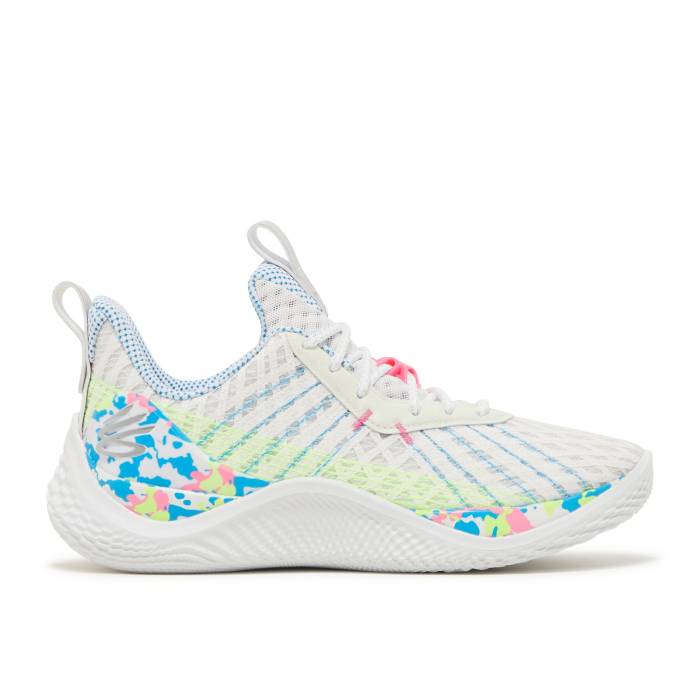 楽天スニケスCurry Brand 【 Curry Flow 10 Gs 'Splash Party' Youth White/Electric Blue/Metallic Silver 】 カリー フローレス キッズ ベビー マタニティ キッズファッション 靴 スニーカー ジュニア キッズ 白色 ホワイト 青色