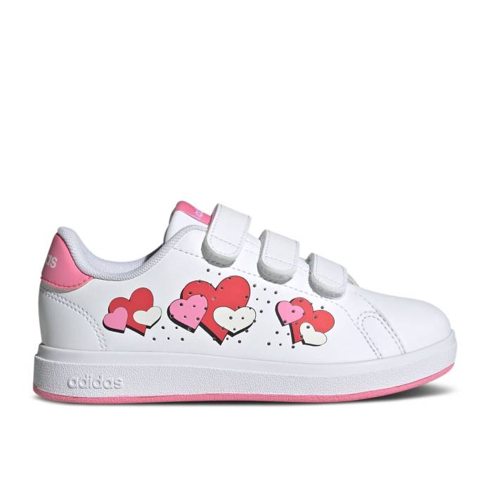 楽天スニケスアディダス Adidas 【 Advantage Base 2.0 C 'Hearts' Youth Cloud White/Bliss Pink/Semi Lucid Red 】 キッズ ベビー マタニティ キッズファッション 靴 スニーカー ジュニア キッズ 白色 ホワイト pink ピンク Red 赤