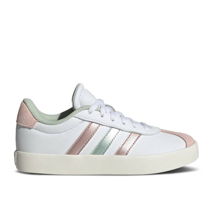 アディダス Adidas 【 Vl Court 3.0 K 'Linen Green Sandy Pink' Youth Cloud White/Linen G...