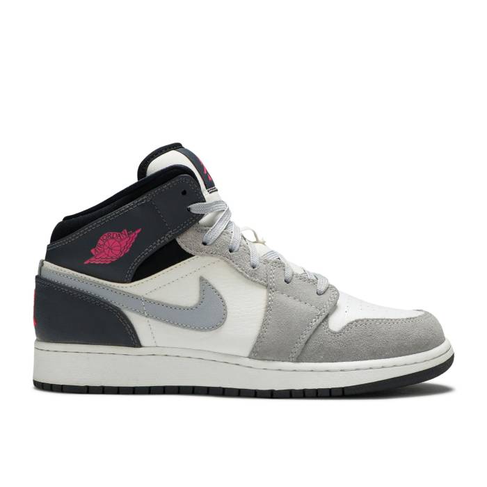 ʥ硼 Air Jordan  Jordan 1 Mid Gs 'White Grey Hyper Pink' Youth...