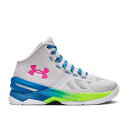 アンダーアーマー Under Armour 【 Curry 2 Retro Gs 'Splash Party' Youth Halo Gray/Electric Blue 】 カリー レトロ キッズ ベビー マタニティ キッズファッション 靴 スニーカー ジュニア キッズ gray 灰色・グレ