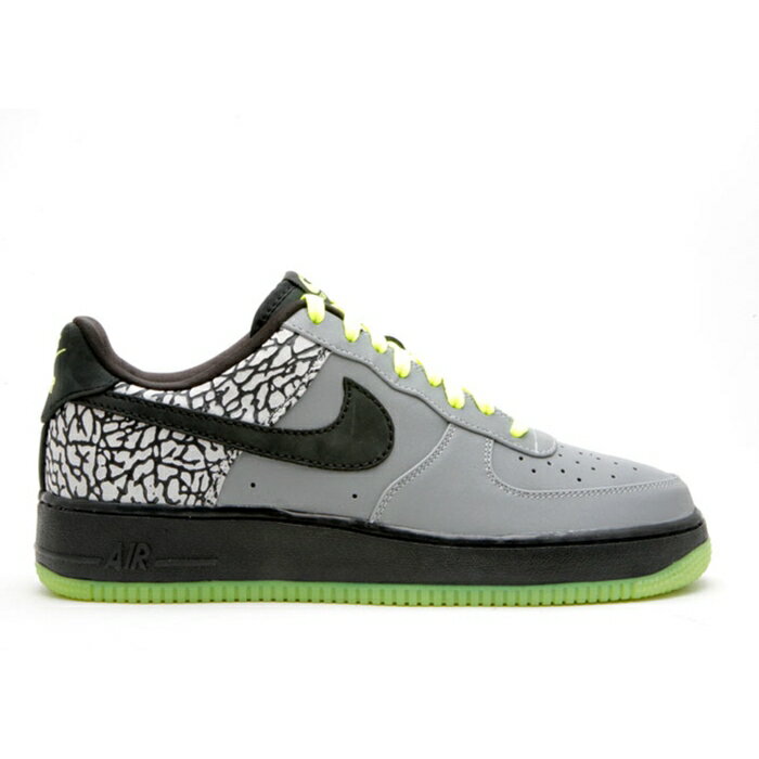 ʥ Nike  Air Force 1 Low Premium '112' Men Metallic Silver/Black-Nn Yllw  Pre...