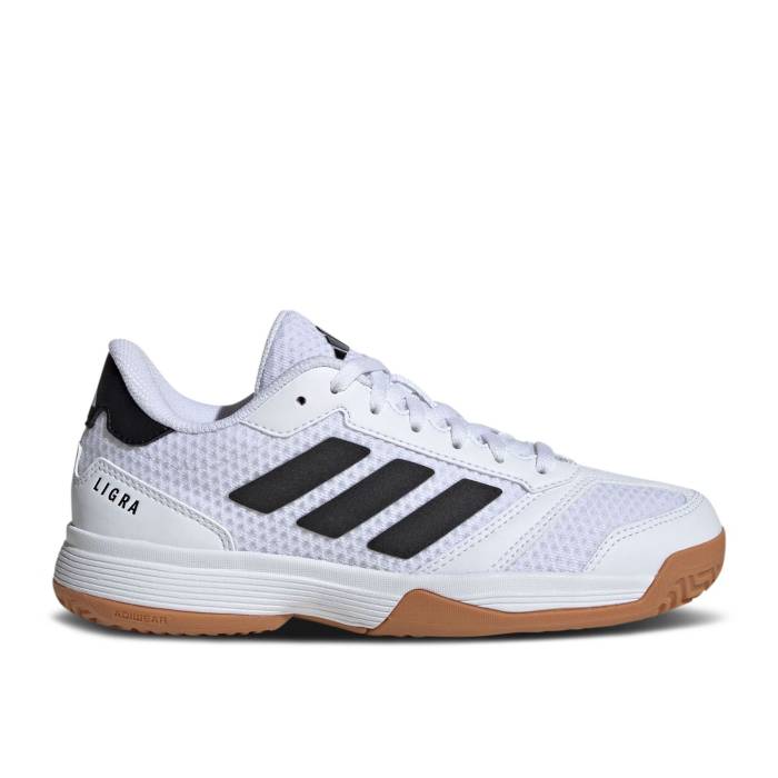 ǥ Adidas  Ligra 8 Indoor J 'White Black Gum' Youth Cloud White/Co...