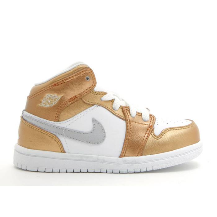 楽天スニケスナイキ　エアジョーダン Air Jordan 【 Jordan 1 Premium Td 'Metallic Gold' Youth Metallic Gold/White-Mtllc Cprr 】 Premium プレミアム キッズ ベビー マタニティ キッズファッション 靴 スニーカー ジュニア キッ